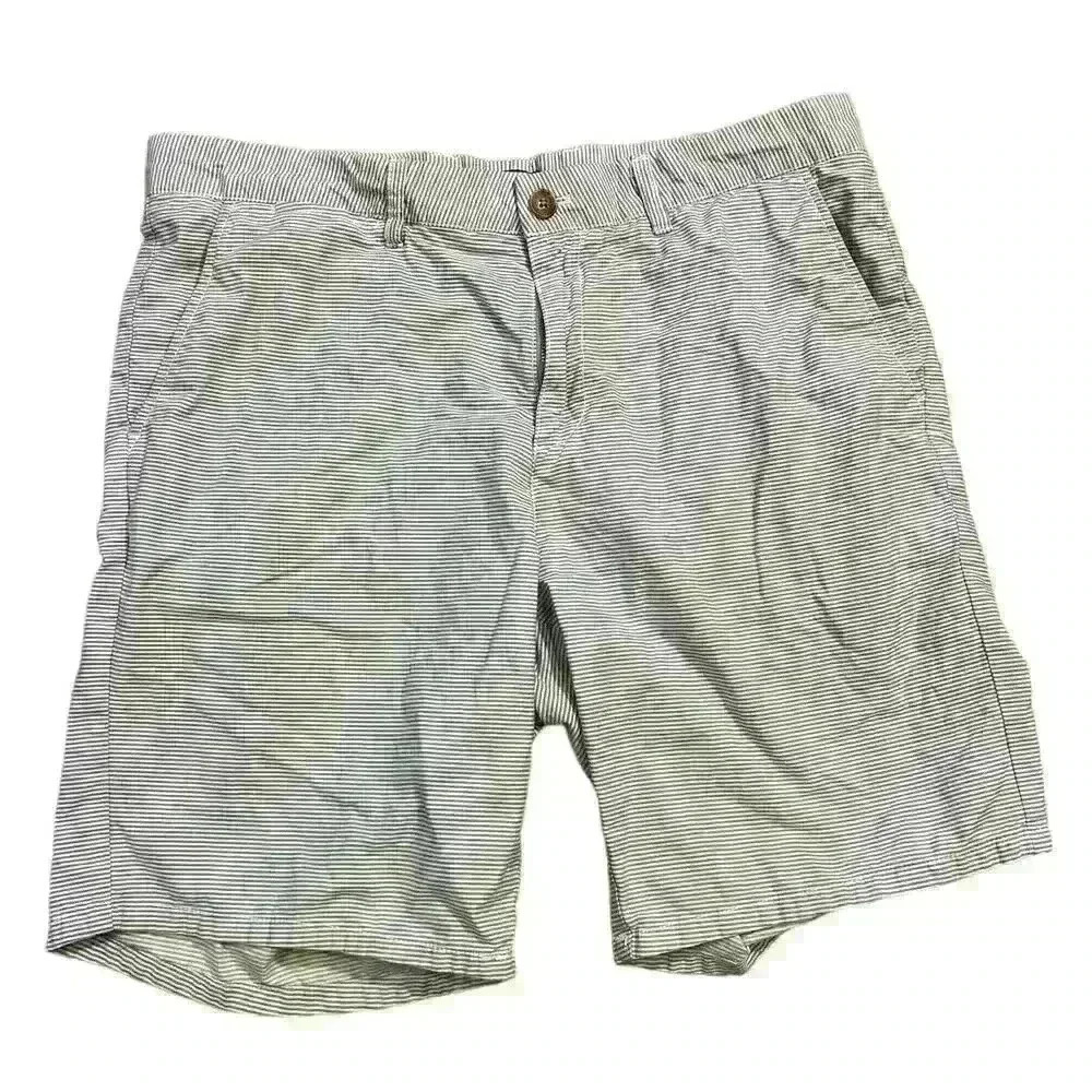 Johnnie-O Blue and White Stripe Men's Cotton Golf Shorts Size 34 8" Inseam